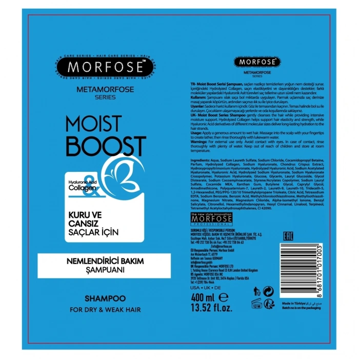 Morfose Metamorfose Moist Boost Nemlendirici Bakım Şampuan 400 ml