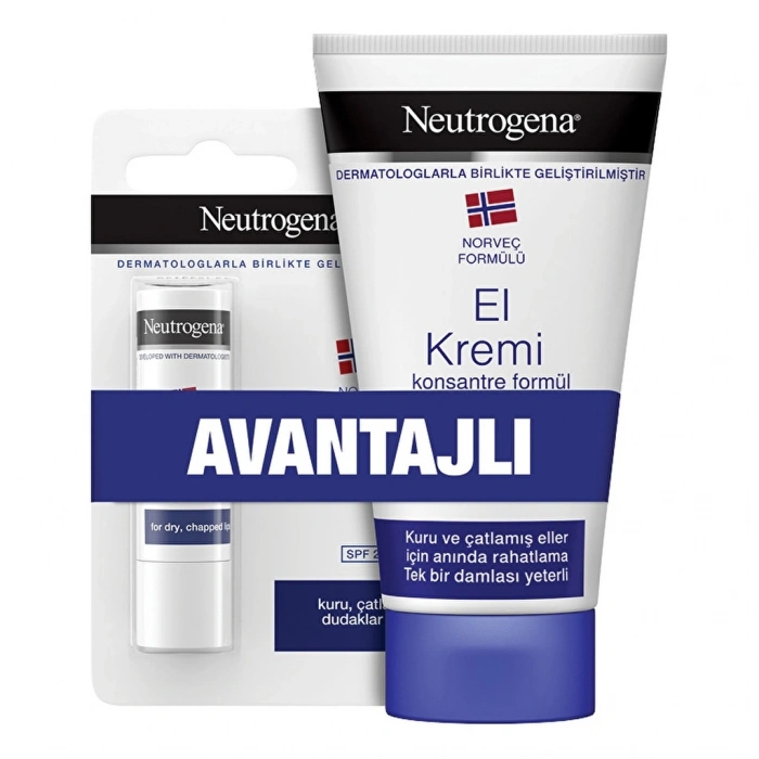 Neutrogena Norveç Formülü Parfümlü El Kremi 75 ml + Besleyici Dudak Nemlendiricisi 4.8 gr