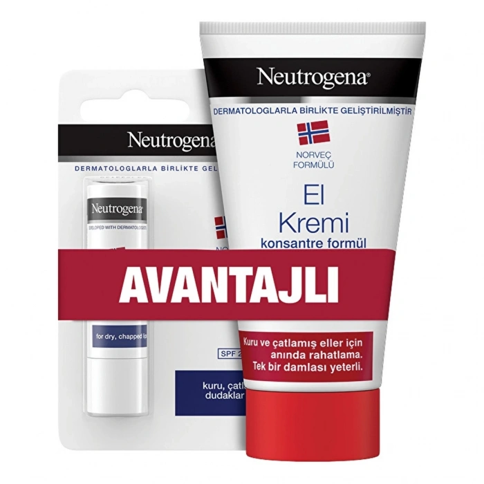 Neutrogena Norveç Formülü Parfümsüz El Kremi 75 ml + Besleyici Dudak Nemlendirici 4.8 gr
