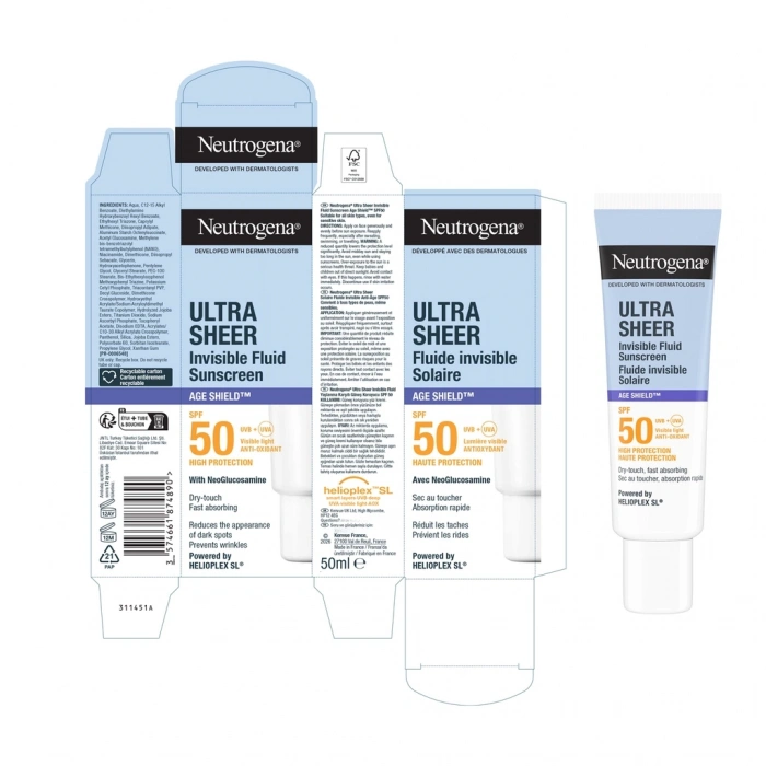 Neutrogena Ultra Sheer Yaşlanma Karşıtı 50SPF Fluid Güneş Koruyucu Krem 50 ml