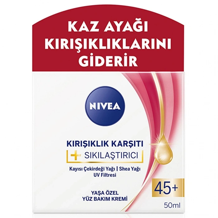 Nivea 45+ Yaş Kırışıklık Karşıtı + Sıkılaştırıcı Yüz Bakım Kremi 50 ml