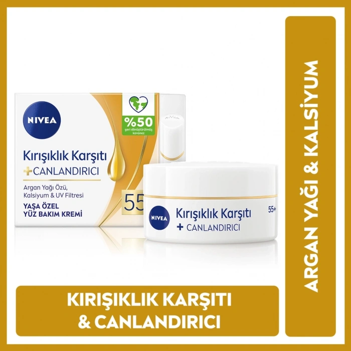 Nivea 55+ Yaş Kırışıklık Karşıtı + Canlandırıcı Yüz Bakım Kremi 50 ml