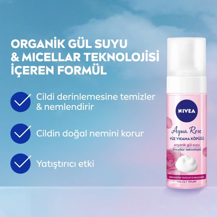 Nivea Aqua Rose Organik Gül Suyu İçeren Yüz Yıkama Köpüğü 150 ml
