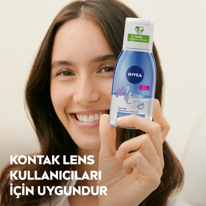 Nivea Çift Etkili Göz Makyaj Temizleyici 125 ml + Böğürtlen Renkli Dudak Bakım Kremi