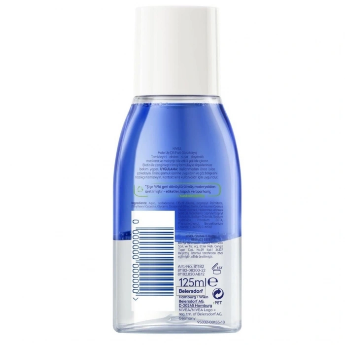 Nivea Çift Etkili Göz Makyaj Temizleyici 125 ml + Böğürtlen Renkli Dudak Bakım Kremi