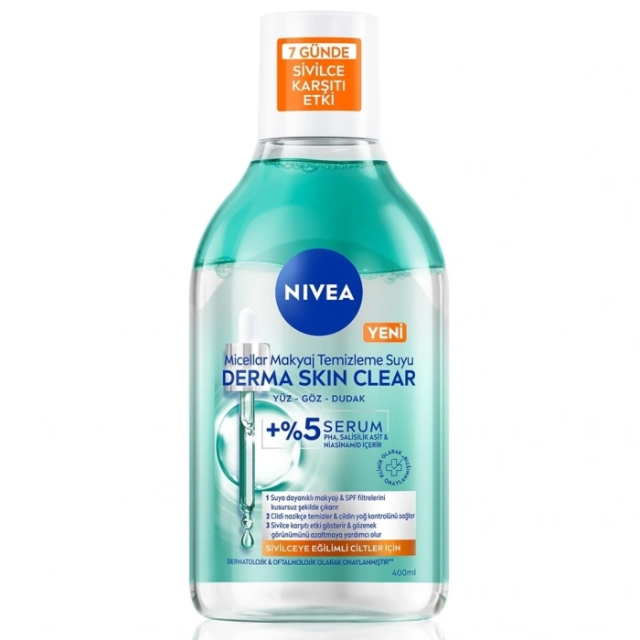 Nivea Derma Skin Clear Serum Etkili Çift Fazlı Micellar Makyaj Temizleme Suyu 400 ml
