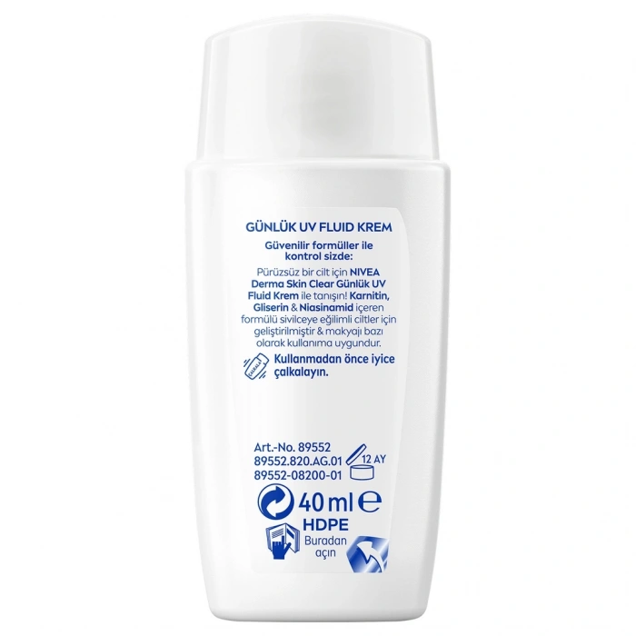 Nivea Derma Skin Clear UV Fluid 50+SPF Akne Karşıtı Yüz Güneş Kremi 40 ml