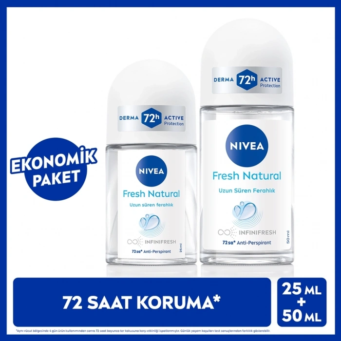 Nivea Fresh Natural Kadın Deodorant Roll-on 50 ml + Mini Deodorant Roll-on 25 ml