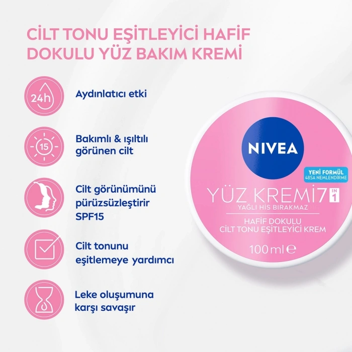 Nivea Hafif Dokulu Cilt Tonu Eşitleyici Yüz Bakım Kremi 100 ml