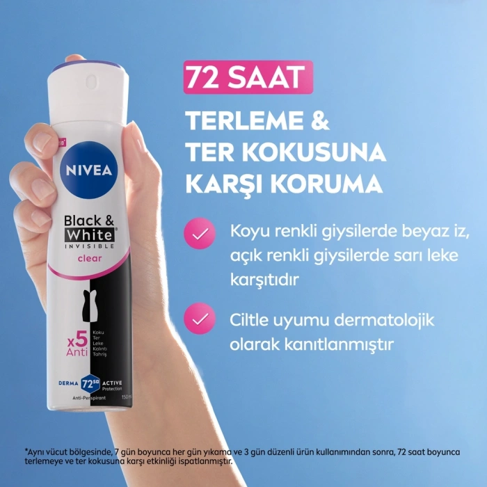 Nivea Invisible Black & White Clear Kadın Deodorant Sprey 150 ml + Mini Roll-on 25 ml