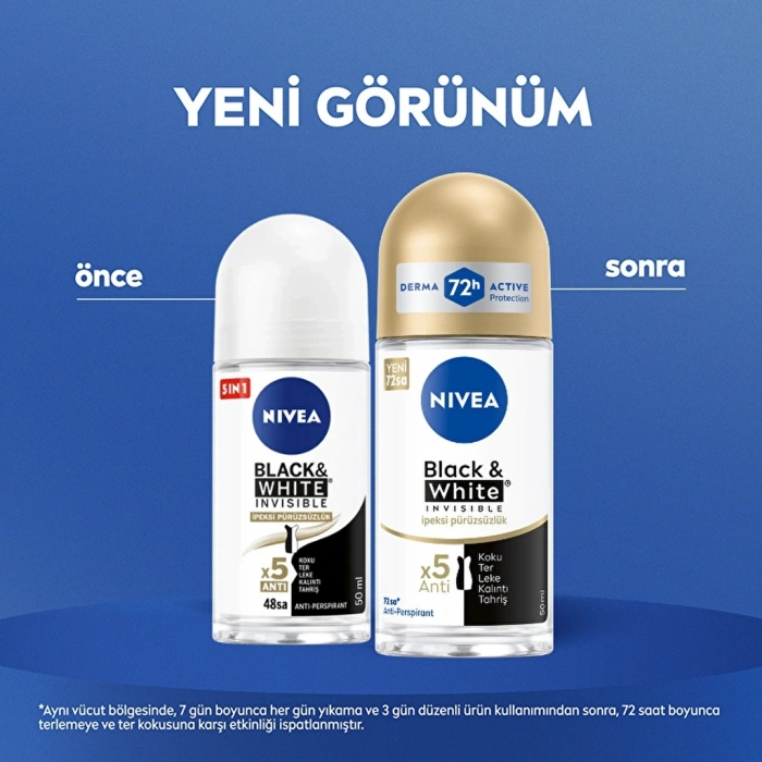 Nivea Kadın Roll-On Deodorant Black & White Invisible İpeksi Pürüzsüzlük 50 ml