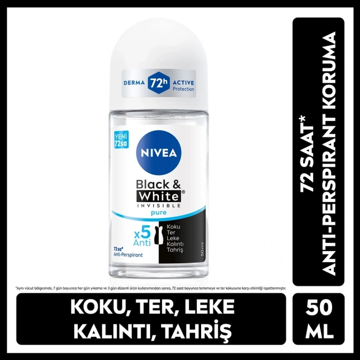 Nivea Kadın Roll-On Deodorant Black & White Invisible Pure 50 ml