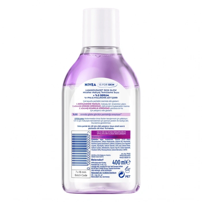 Nivea Luminous630 Skin Glow Parlaklık Etkili Micellar Makyaj Temizleme Suyu 400 ml