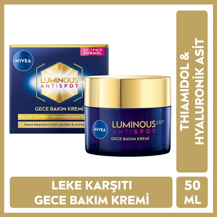 Nivea Luminous630 Thiamidol Etkili Leke Karşıtı Gece Yüz Bakım Kremi 50 ml