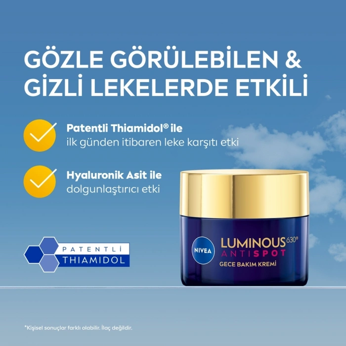 Nivea Luminous630 Thiamidol Etkili Leke Karşıtı Gece Yüz Bakım Kremi 50 ml