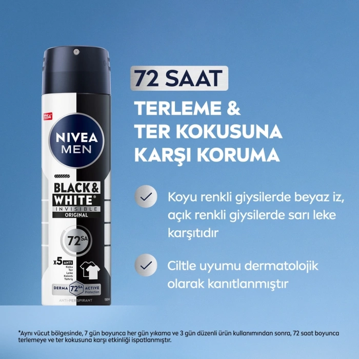 Nivea Men Black & White Invisible Erkek Deodorant Sprey 150 ml + Roll-on 25 ml