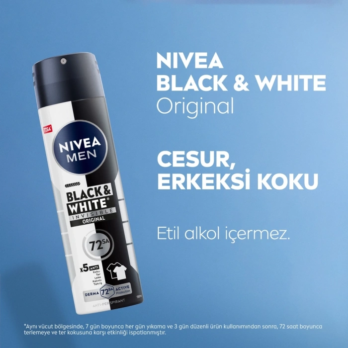 Nivea Men Black & White Invisible Erkek Deodorant Sprey 150 ml + Roll-on 25 ml