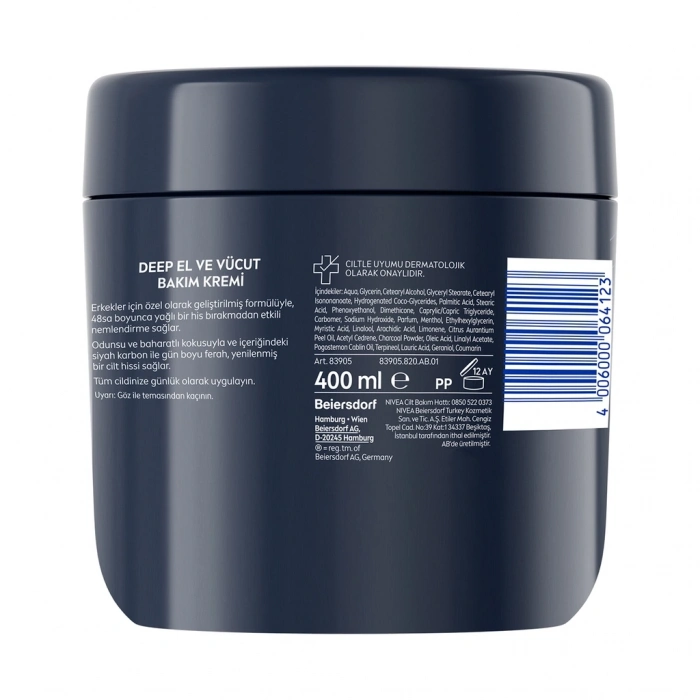 Nivea Men Erkek Deep El ve Vücut Bakım Kremi 400 ml