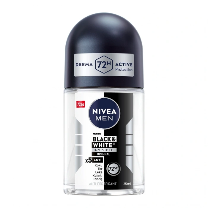 Nivea Men Erkek Mini Roll-on Deodorant Black & White Invisible Original 25 ml