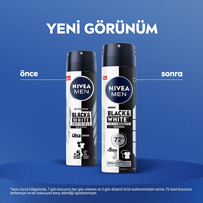 Nivea Men Erkek Sprey Deodorant Black & White Insible Original 150 ml 72 Saat Anti-perspirant