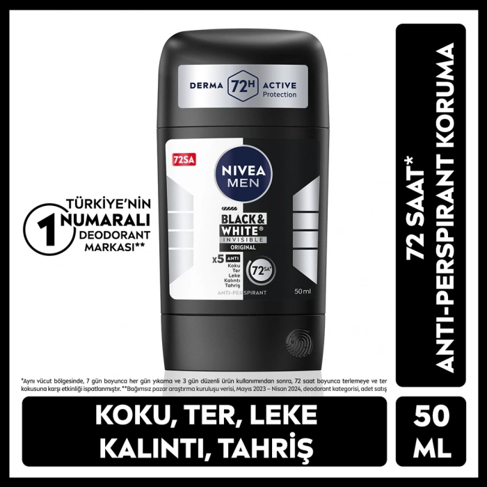Nivea Men Erkek Stick Deodorant Black & White Invisible Original 50 ml