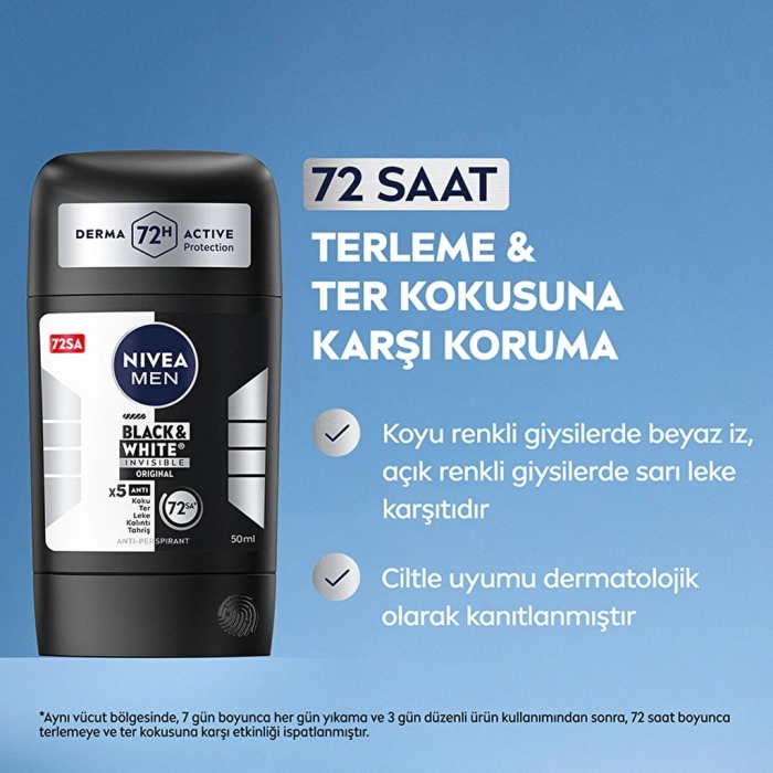 Nivea Men Erkek Stick Deodorant Black & White Invisible Original 50 ml
