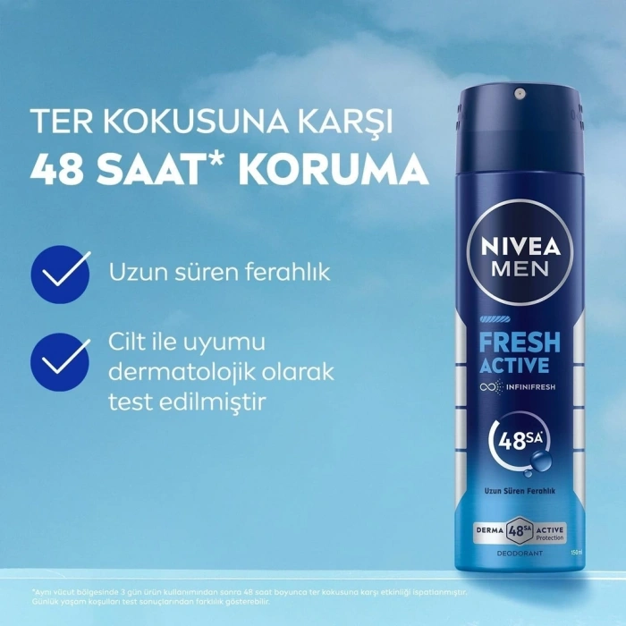 Nivea Men Fresh Active Erkek Deodorant Sprey 150 ml + Mini Roll-on 25 ml