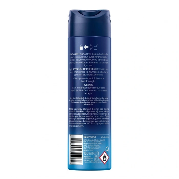 Nivea Men Fresh Active Erkek Deodorant Sprey 150 ml + Mini Roll-on 25 ml