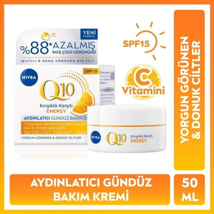 Nivea SPF15 Q10 Energy C Vitamini Kırışıklık Karşıtı Gündüz Kremi 50 ml
