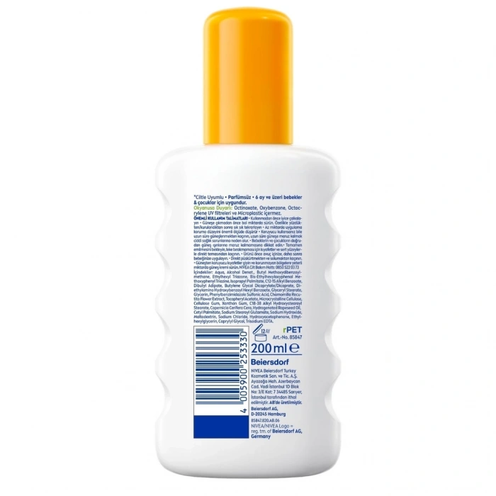 Nivea Sun Bebek SPF50+ Koruma ve Bakım Hassas Cilt Çocuk Güneş Kremi Sprey 200 ml