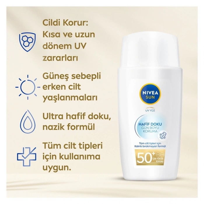 Nivea Sun Hafif Dokulu Güneş Koruyucu Yüz Kremi 50SPF 40 ml