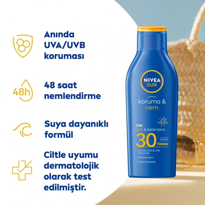 Nivea Sun SPF30 Güneş Koruyucu ve 48 Nemlendirici Güneş Losyonu 200 ml