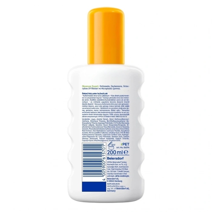 Nivea Sun SPF50 Güneş Alerjisine Karşı Anında Koruyucu Vücut Güneş Spreyi 200 ml