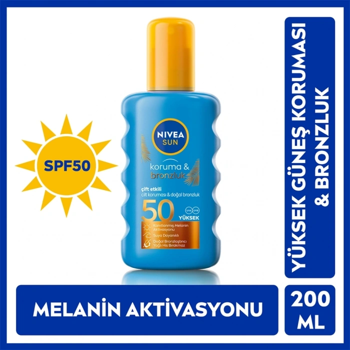 Nivea Sun SPF50 Güneş Koruyucu ve Bronzluk Güneş Kremi Sprey 200 ml