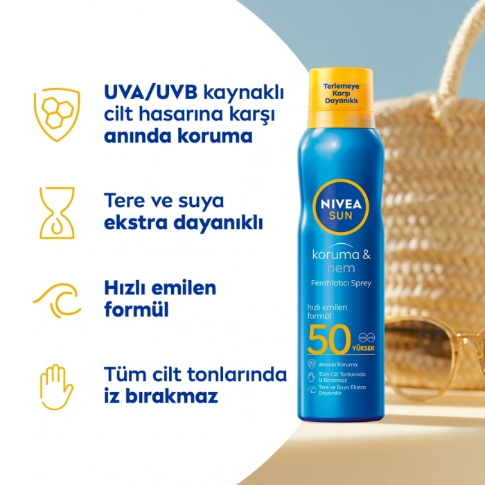 Nivea Sun SPF50 Güneş Koruyucu ve Ferahlatıcı Vücut Spreyi 200 ml