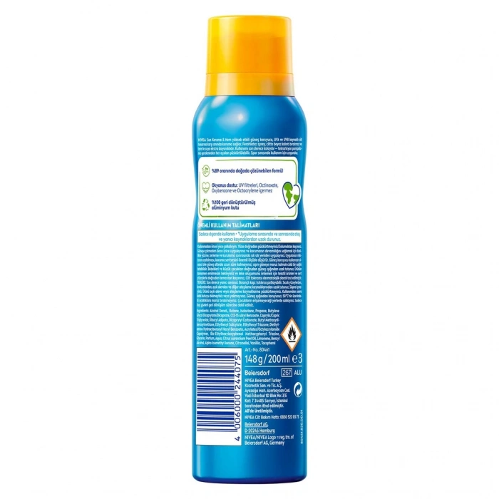 Nivea Sun SPF50 Güneş Koruyucu ve Ferahlatıcı Vücut Spreyi 200 ml