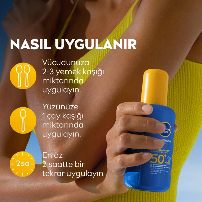 Nivea Sun SPF50 Yüksek Güneş Koruyucu ve Nemlendirici Vücut Spreyi 200 ml