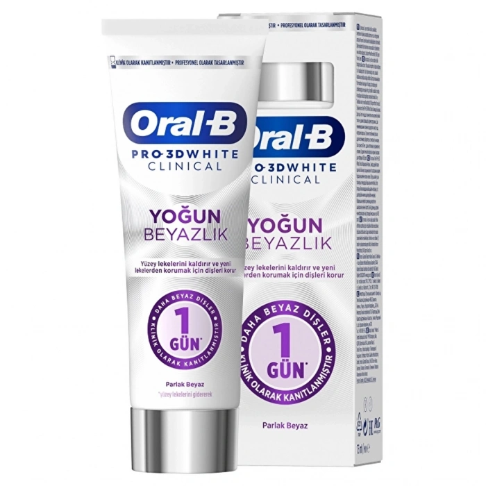 Oral-B Pro 3D White Clinical Yoğun Beyazlık Parlak Beyaz Diş Macunu 75 ml