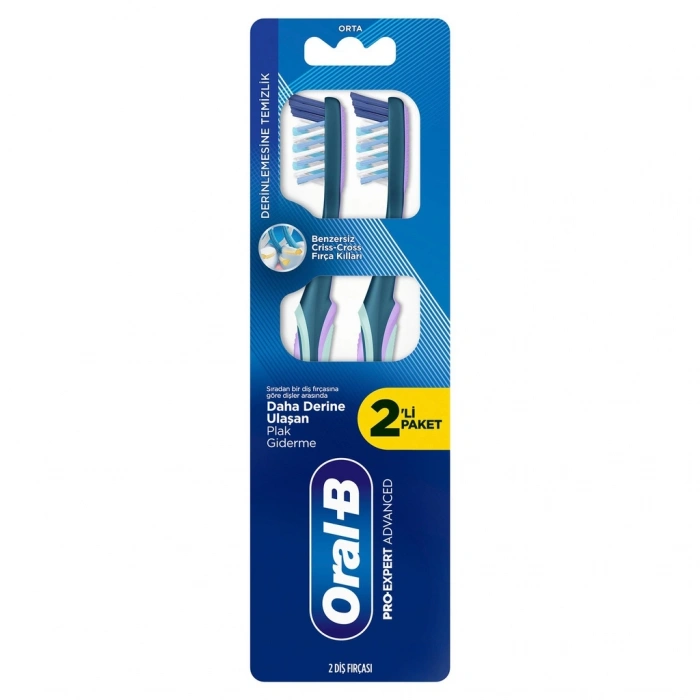 Oral-B Pro-Expert Advanced Derinlemesine Temizlik Diş Fırçası 1+1 (Orta)