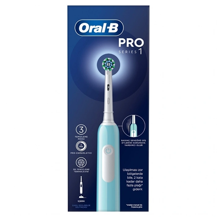 Oral-B Pro Series 1 Mavi Elektrikli Diş Fırçası + Diş Fırçası Başlığı