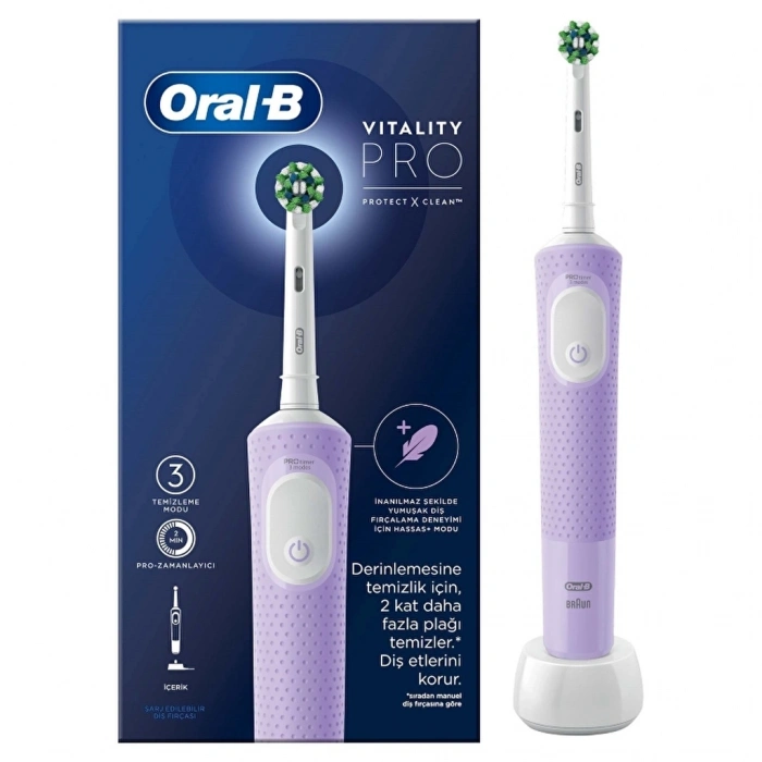 Oral-B Şarjlı Elektrikli Diş Fırçası Vitality Pro Lila Koruma ve Temizlik