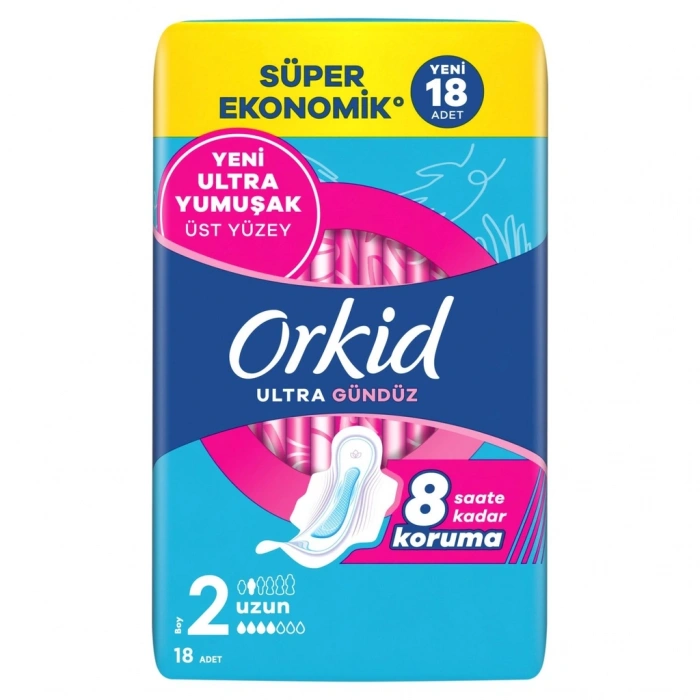 Orkid Ultra Gündüz (Boy 2) Uzun Hijyenik Ped 18 Adet