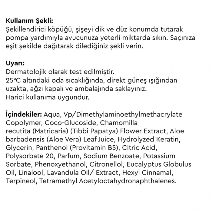Otacı Botanics Bitkisel Şekillendirici Saç Köpüğü 150 ml (Orta & Sert  Tutuş)