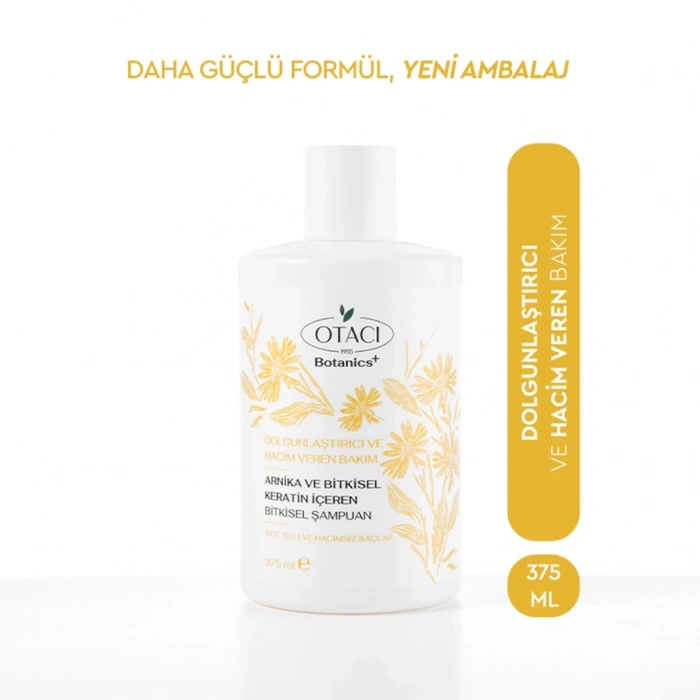 Otacı Botanics+ Dolgunluk ve Hacim Veren Bitkisel Bakım Şampuanı Bitkisel Keratin ve Arnika 375 ml