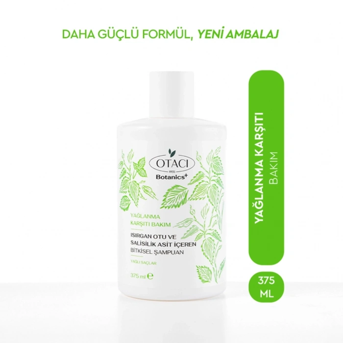 Otacı Botanics+ Yağlanma Karşıtı Bitkisel Bakım Şampuanı Isırgan Otu ve Salisilik Asit 375 ml