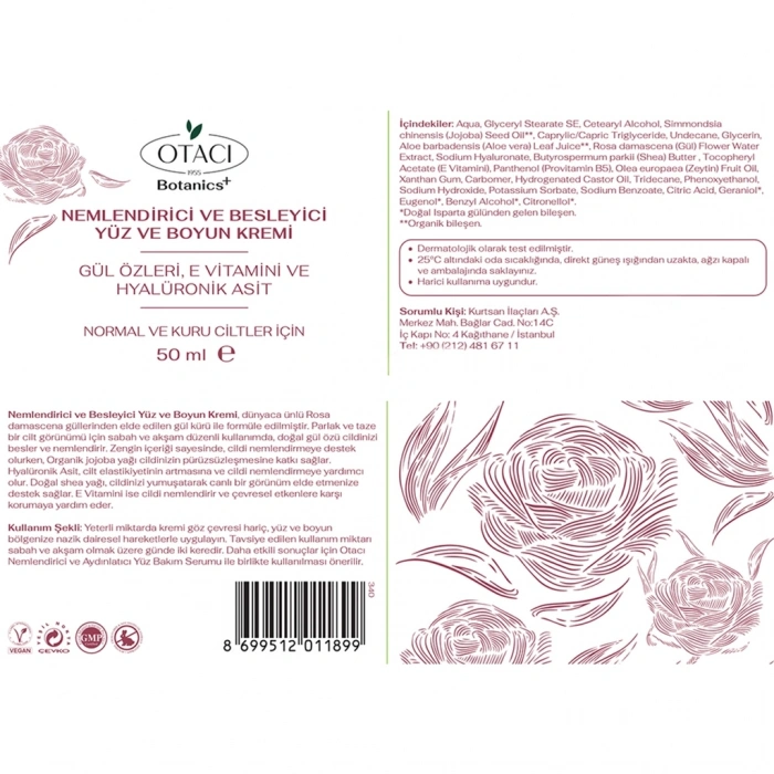 Otacı Gül Kürü Yüz ve Boyun Kremi 50 ml