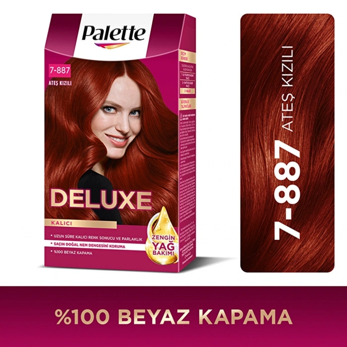 Palette Deluxe Yoğun Renkler Saç Boyası 7-887 Ateş Kızılı