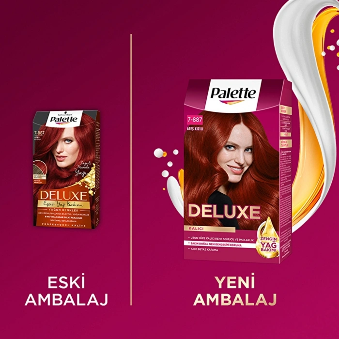 Palette Deluxe Yoğun Renkler Saç Boyası 7-887 Ateş Kızılı