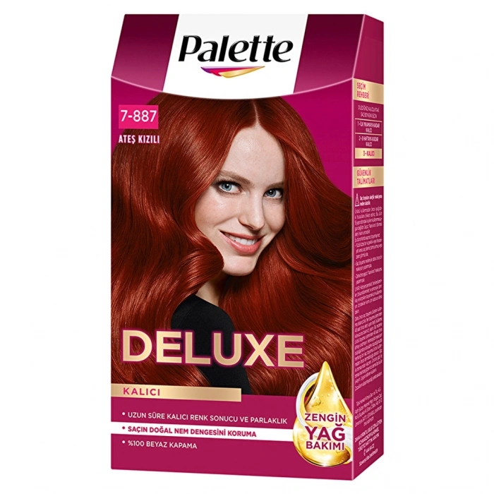 Palette Deluxe Yoğun Renkler Saç Boyası 7-887 Ateş Kızılı