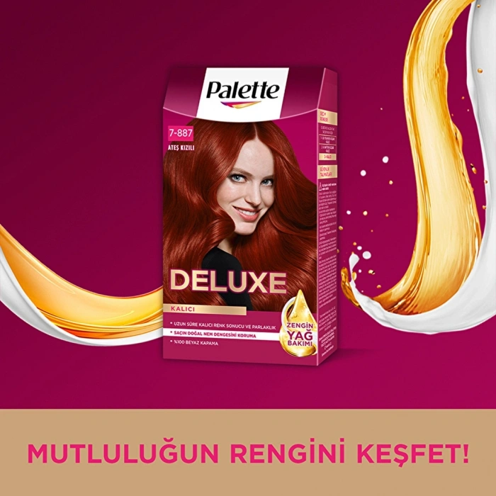 Palette Deluxe Yoğun Renkler Saç Boyası 7-887 Ateş Kızılı